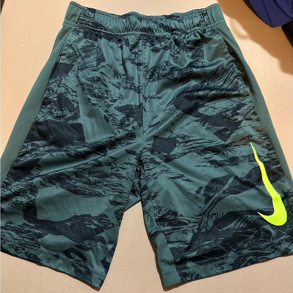 Boy’s Nike Green and Black Athletic Shorts with Moisture-Wicking Fabric​